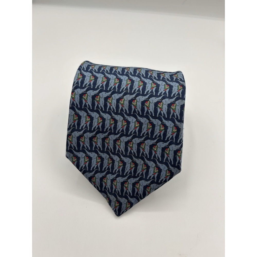 Brooks Brothers Makers Blue Silk Elephant Tie Made‎ USA 3.5" Persian Good Luck